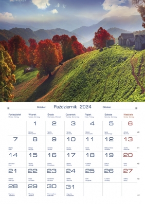 Kalendarz domowy 2024, miesięczny - Krajobrazy Górskie (TW-10-4)