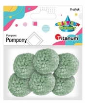 Pompony włóczkowe, 6 szt. 3cm - zielony jasny