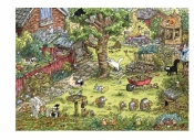 Puzzle 1000 elementów Koty Simona, Zabawy w ogrodzie (Puzzle+plakat) (29933)