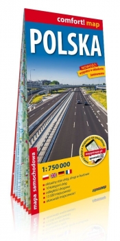 Polska laminowana mapa samochodowa 1:750 000