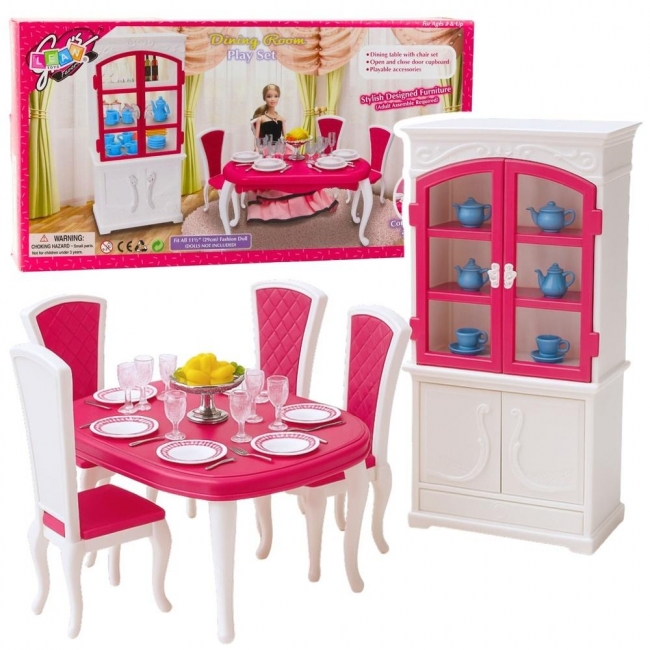 <img src='https://webimage.pl/pics/331/5/d5905991085331.jpg' style='height:440px' /> Jadalnia dla lalek. Kredens, stół, krzesła...