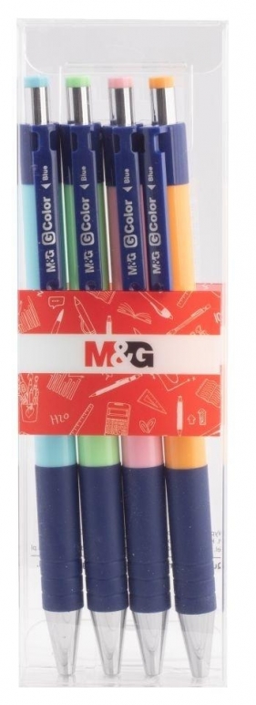 Długopis pstrykany 0.7mm nieb 4szt M&G