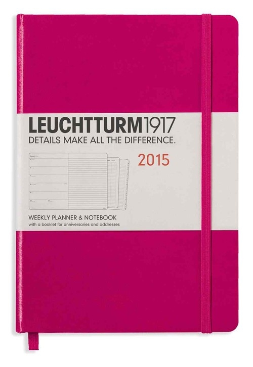 Weekly Planner 2015 & Notebook Medium malinowy