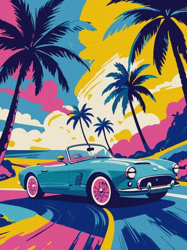 Malowanie po numerach - Neonowy napęd 30x40cm