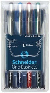 Zestaw piór kulkowych Schneider One Business 0,6 mm 4 sztuki mix kolorów (183094)