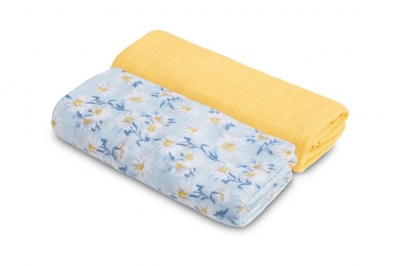 Pielucha bambusowa 2-pak mięta+żółty 120x120cm