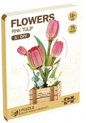 Drewniane kwiatki 3D - Tulipany, 75el.