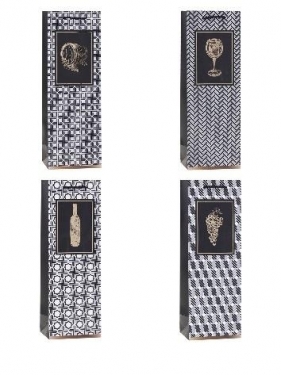 Torebka ozdobna na butelkę 12x36x9cm mix ROZETTE
