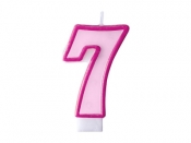 Świeczka urodzinowa Partydeco Cyferka 7 w kolorze różowym 7 centymetrów (SCU1-7-006)