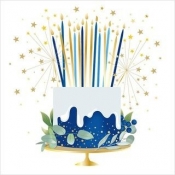 Karnet Urodziny - Blue Cake