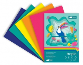 Happy Color, Blok Hobby Deco Tropic 170 g/m2, A4/20 ark., 5 kolorów