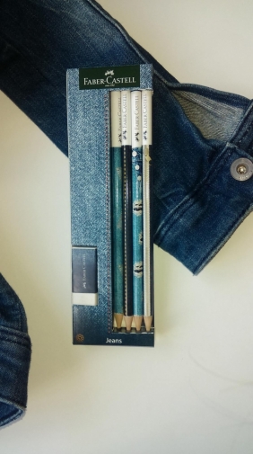 Zestaw jeans - 4 ołówki i gumka
