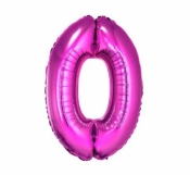 Balon foliowy cyfra "0" rozowa, 85cm
