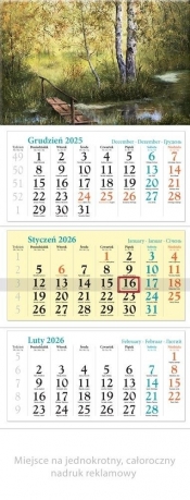 Kalendarz 2026 ścienny trójdzielny Zakątek
