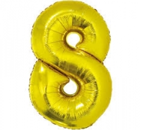 Balon foliowy cyfra "8" złota, 85cm