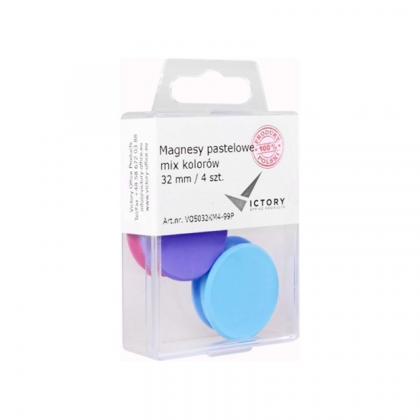 Magnesy pastelowe mix kolorów 32mm - 4 szt. (VO5032KM4-99P)