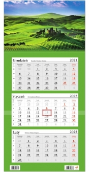 Kalendarz ścienny 2022 trójdzielny Wzgórza