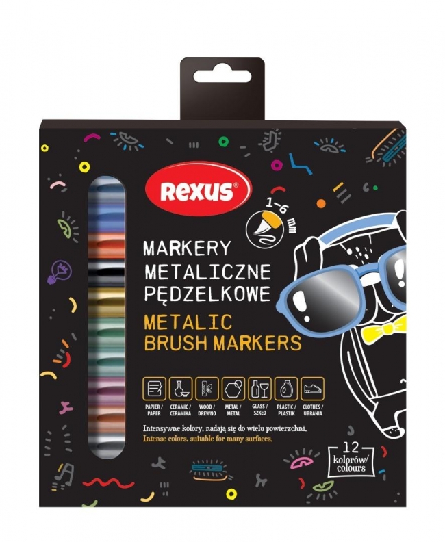 Markery pędzelkowe metaliczne 12 kolorów