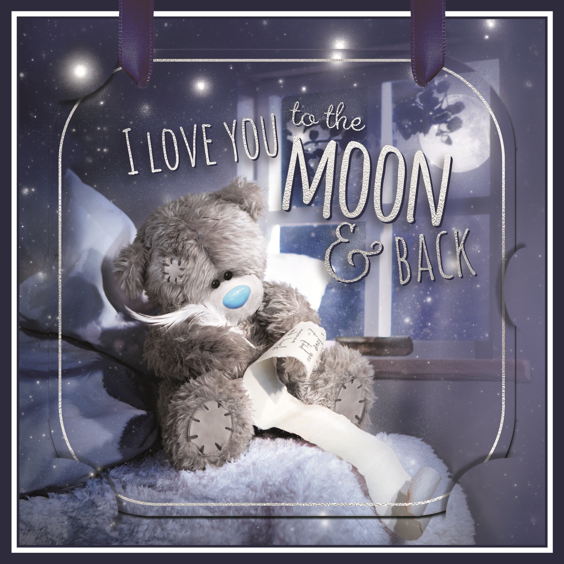 Kartka holograficzna 3D - Miś piszący list