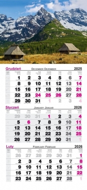 Kalendarz 2026 ścienny trójdzielny Tatry