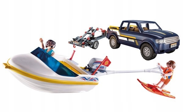Playmobil, Family Fun: Pickup z łodzią motorową (70534)