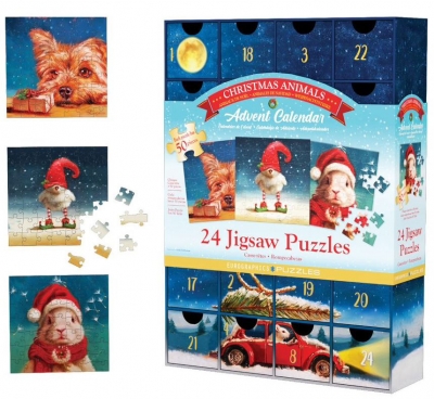 <img src='https://webimage.pl/pics/341/7/d628136657341.jpg' style='height:440px' /> Kalendarz adwentowy Puzzle Funny Christmas Animals 8924-5734