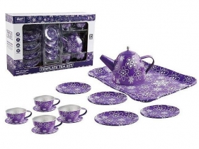 Komplet do herbaty metalowy kwiaty 15el