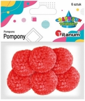 Pompony włóczkowe, 6 szt. 3cm - czerwone