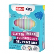 Żelopisy EASY Kids, 48 kolorów - mix fluo metal brokat