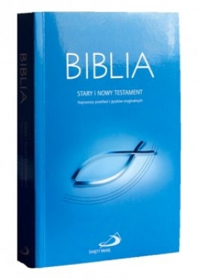 Biblia "z rybką" miękka, niebieska z paginatorami