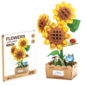 Drewniane kwiatki 3D - Słoneczniki, 116el.