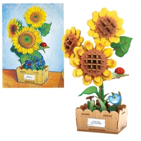 Drewniane kwiatki 3D - Słoneczniki, 116el.