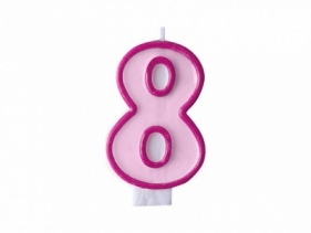 Świeczka urodzinowa Partydeco Cyferka 8 w kolorze różowym 7 centymetrów (SCU1-8-006)