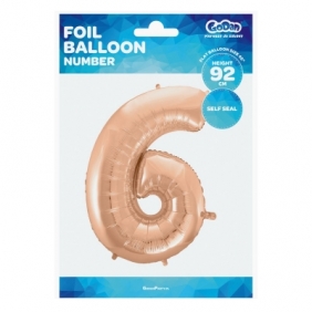 Balon foliowy Godan różowo-złoty cyfra 6, 114 cm (hs-c45rz6)