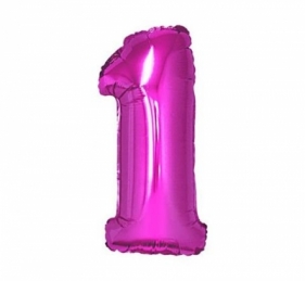 Balon foliowy cyfra "1" różowa, 85cm
