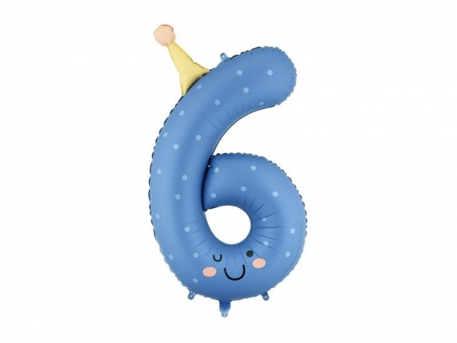 Balon foliowy Cyfra 6 niebieski 86cm