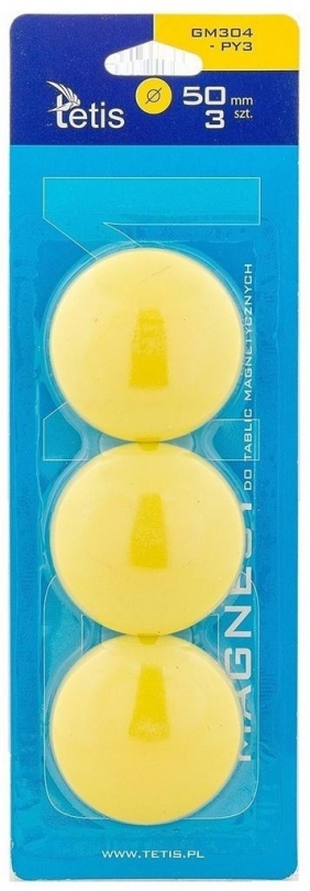 Magnesy do tablic żółte 50mm/3szt. - gładkie (GM304-PY3)
