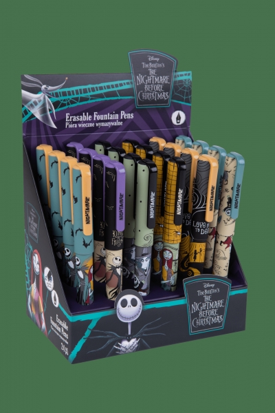 <img src='https://webimage.pl/pics/345/2/d5907360002345.jpg' style='height:440px' /> Display Pióro wieczne Disney Burton's Nightmare wymazywalne 24 sztuki