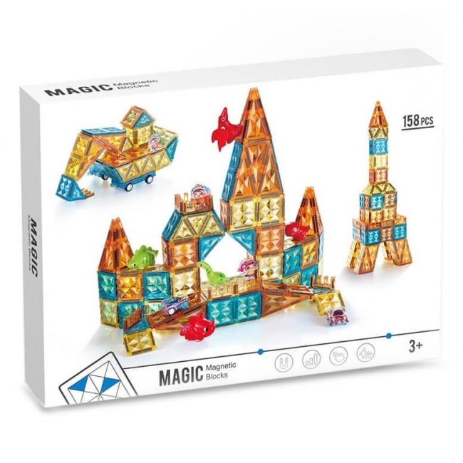 Klocki magnetyczne 3D konstrukcyjne 158el