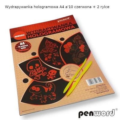 Wydrapywanka hologramowa A4 czerwona