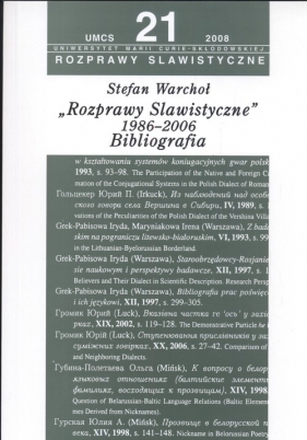 Rozprawy slawistyczne nr 21 1986-06 Bibliografia - Warchoł Stefan