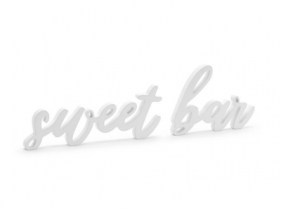 Drewniany napis Sweet bar biały 37x10cm