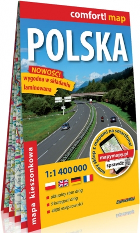 Polska kieszonkowa laminowana mapa samochodowa 1:1 400 000 - Opracowanie zbiorowe