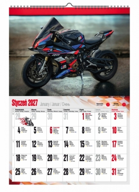 Kalendarz 2027 A3 ścienny - motocykle