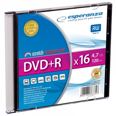Płyta dvd Esperanza Nośnik danych Płyta DVD+R (x16 - Slim)