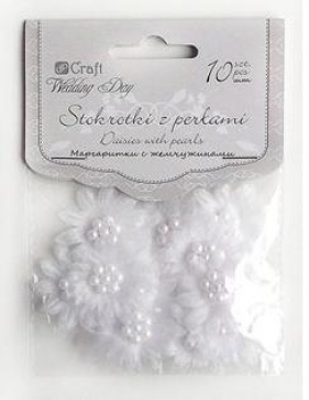 Stokrotki z perłami 10 szt (snow white) - WDST-001