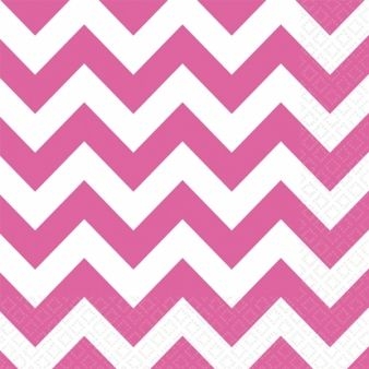 Serwetki PINK CHEVRON - biało-różowy 33x33 cm (999504)