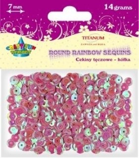 Cekiny okrągłe różowe tęczowe 7mm 14g