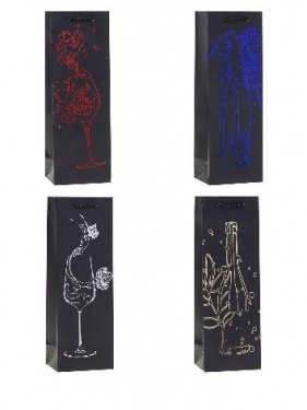 Torebka ozdobna na butelkę 12x36x9cm mix ROZETTE