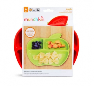 <img src='https://webimage.pl/pics/350/1/d5019090121026.jpg' style='height:440px' /> Zestaw kolorowych talerzyków w kształcie jabłek Munchkin 3szt.